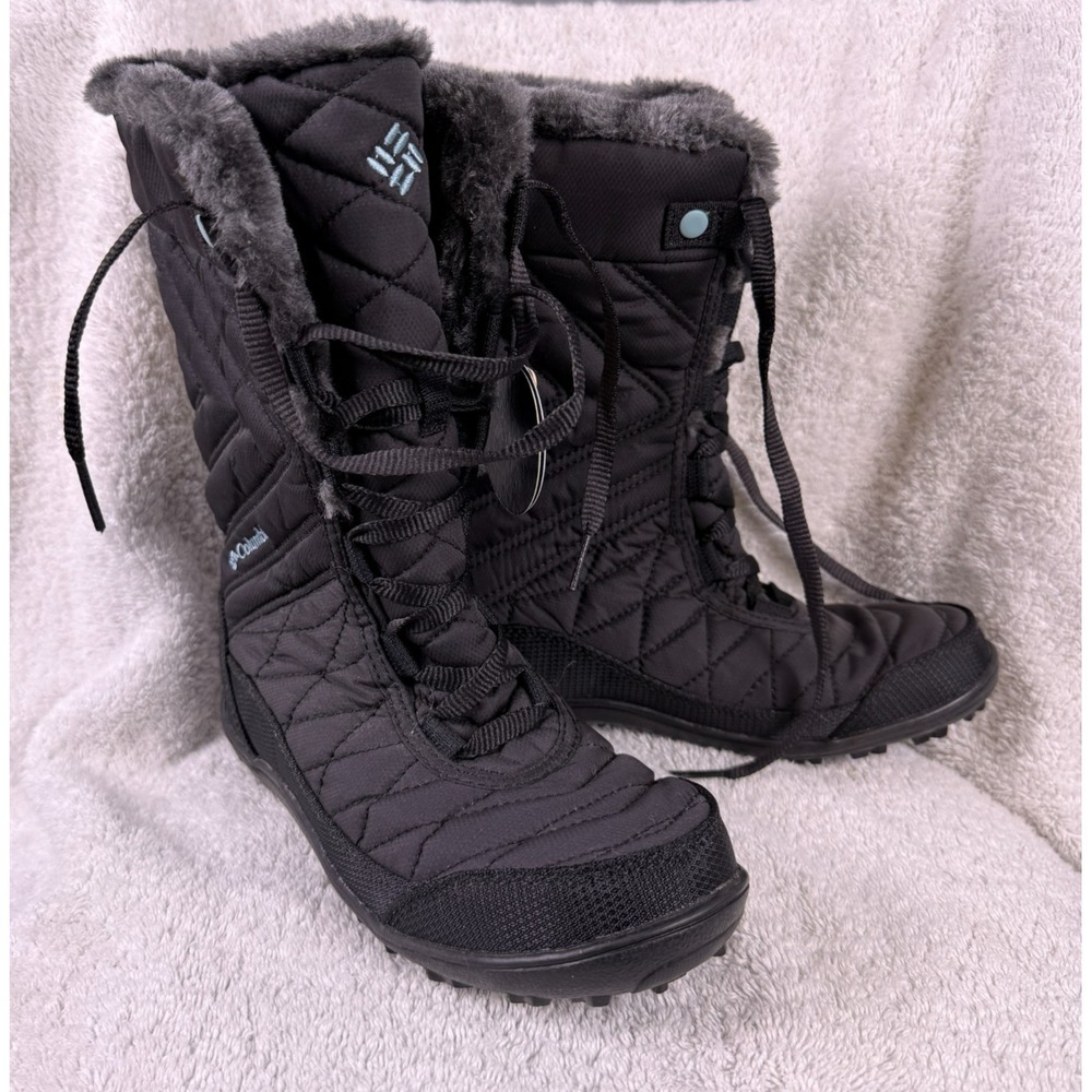 NWT Columbia Minx Mid III Women's Boots Youth Size 4‎ Black Omni-Heat Waterproof